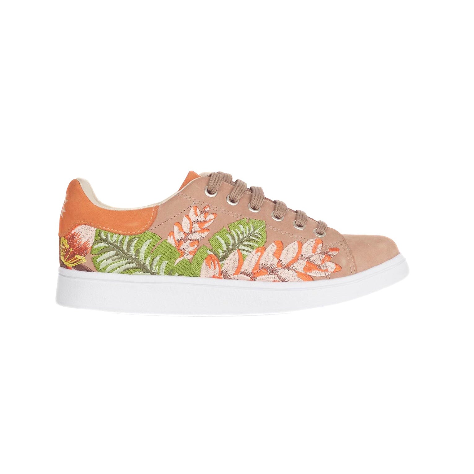Mangará Atelier Beige Embroidered Suede Sneakers – Front View – SKU 6404MAAM37