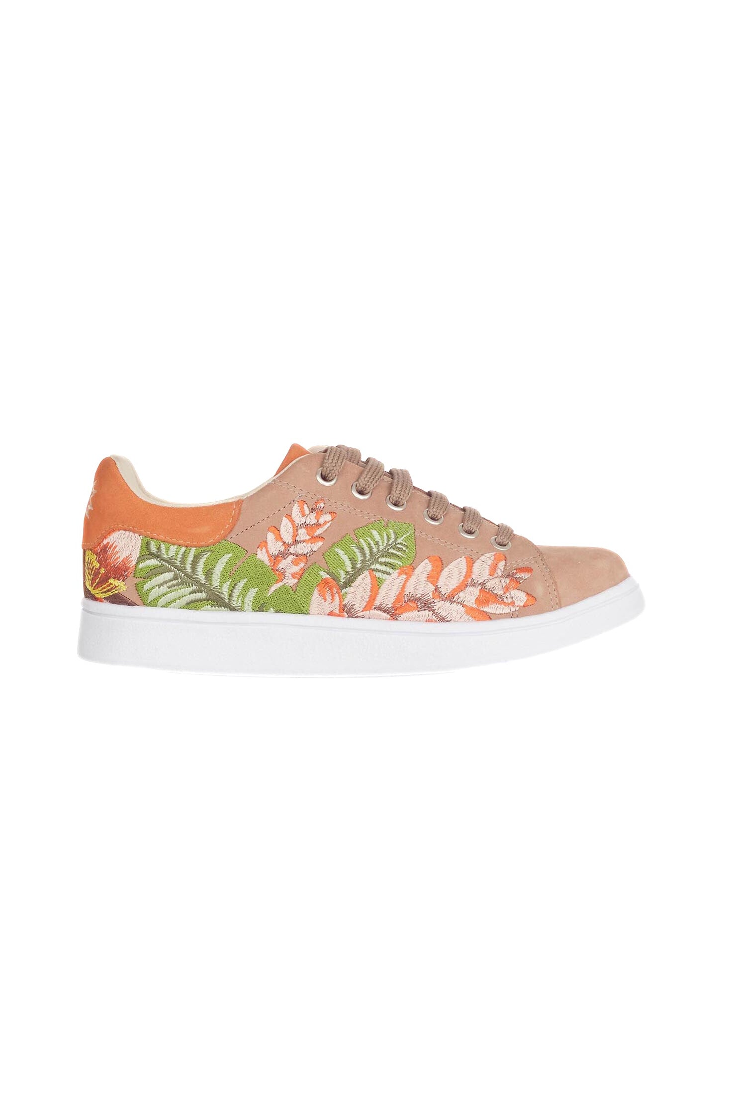 Mangará Atelier Beige Embroidered Suede Sneakers – Front View – SKU 6404MAAM37