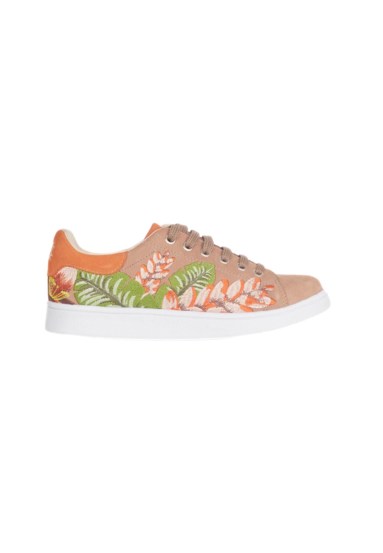 Mangará Atelier Beige Embroidered Suede Sneakers – Front View – SKU 6404MAAM37