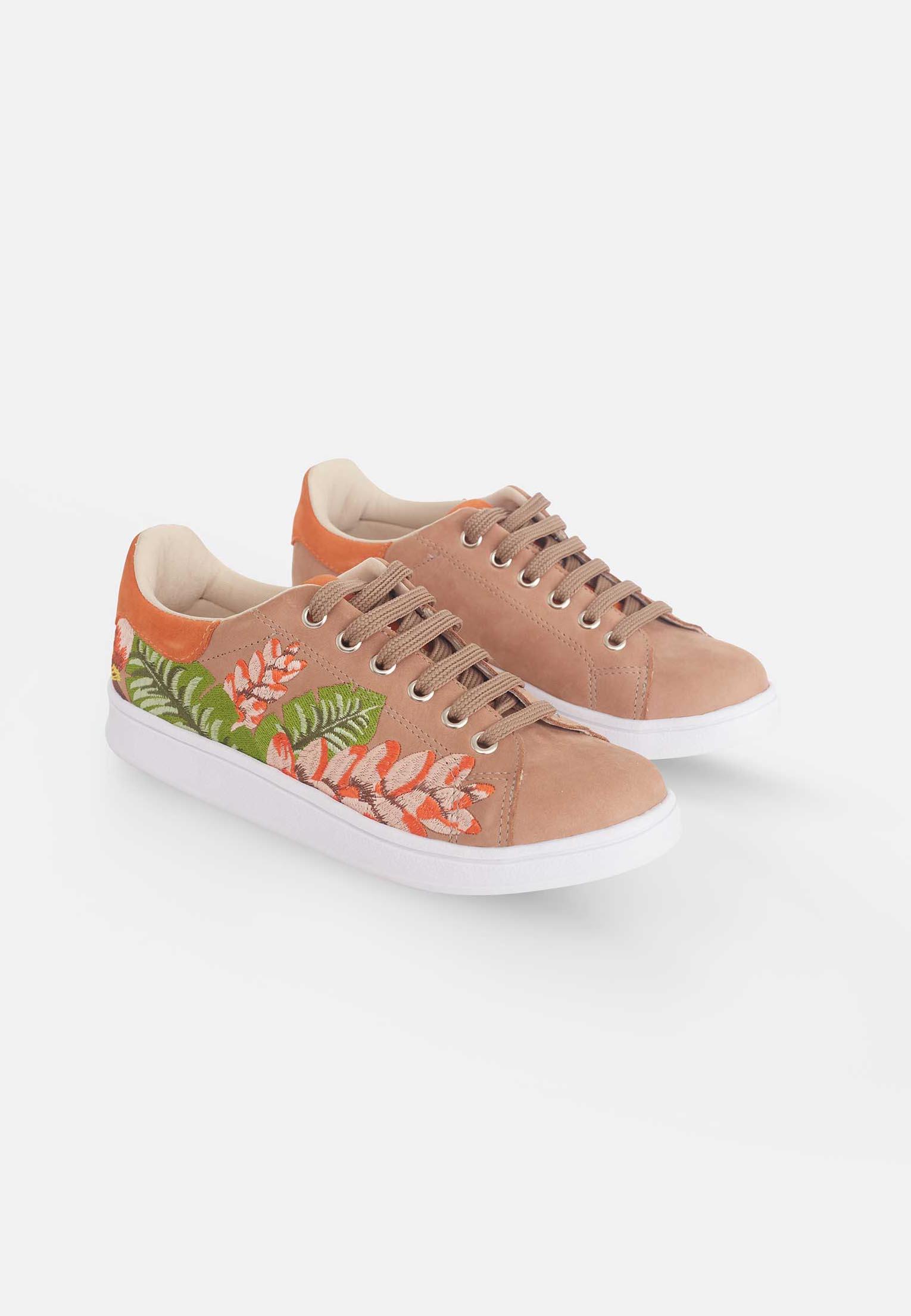 Mangará Atelier Beige Embroidered Suede Sneakers – Embroidery Detail – SKU 6404MAAM37