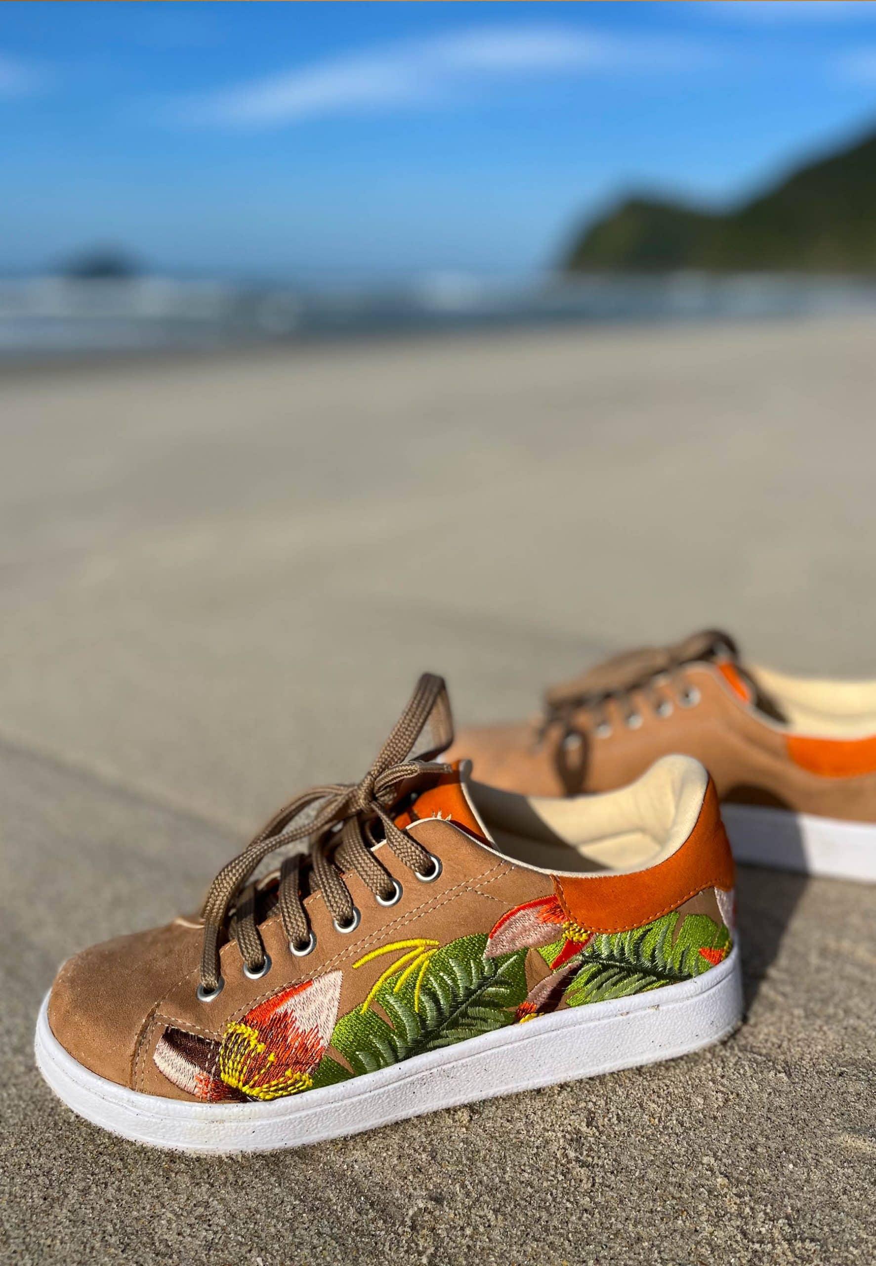 Mangará Atelier Beige Embroidered Suede Sneakers – Back View – SKU 6404MAAM37