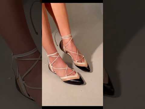 Cereja Beige Leather Tie-Up Flat Sandals – video